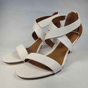 Style & Co Women's "PAYSONN" White Criss-Cross Sandals Faux Snake Skin Sz 10.5 M